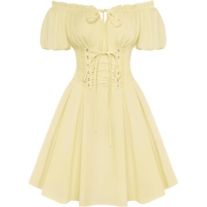 image:imageScarlet Darkness Renaissance Costume Women Corset Mini Fairy DressesButter Yellow