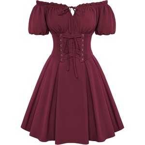 image:imageScarlet Darkness Renaissance Costume Women Corset Mini Fairy DressesWine Red
