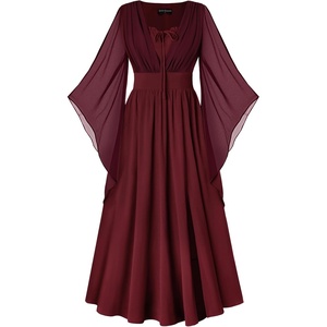 image:imageScarlet Darkness Renaissance Costume Women Pirate Medieval Maxi DressWine