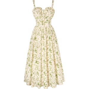image:imageScarlet Darkness Summer Dresses for Women 2026 Floral Corset Maxi DressBeige Green Floral