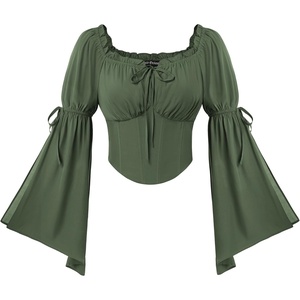 image:imageScarlet Darkness Women Renaissance Corset Bell Sleeve Off Shoulder TopsArmy Green