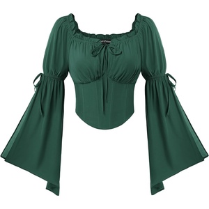image:imageScarlet Darkness Women Renaissance Corset Bell Sleeve Off Shoulder TopsEden Green