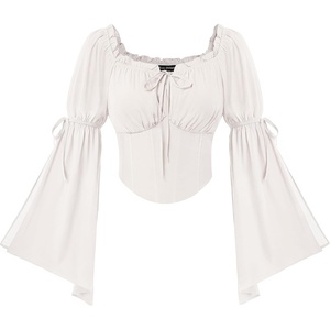 image:imageScarlet Darkness Women Renaissance Corset Bell Sleeve Off Shoulder TopsIvory White