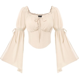 image:imageScarlet Darkness Women Renaissance Corset Bell Sleeve Off Shoulder TopsOyster White