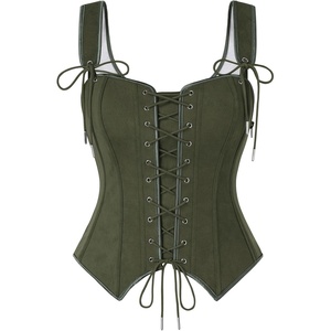 image:imageScarlet Darkness Women Renaissance Corset Tops Western Cowgirl OutfitsArmy Green