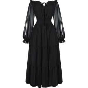 image:imageScarlet Darkness Women Renaissance Off Shoulder Split Sleeve Maxi DressBlack
