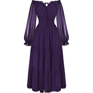 image:imageScarlet Darkness Women Renaissance Off Shoulder Split Sleeve Maxi DressDark Purple