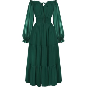 image:imageScarlet Darkness Women Renaissance Off Shoulder Split Sleeve Maxi DressForest Green