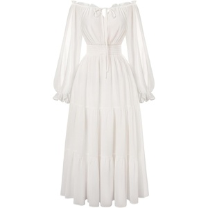 image:imageScarlet Darkness Women Renaissance Off Shoulder Split Sleeve Maxi DressWhite