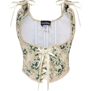 image:imageScarlet Darkness Womens Boned Renaissance Fairy Pirate Underbust Corset TopIvory Green Floral