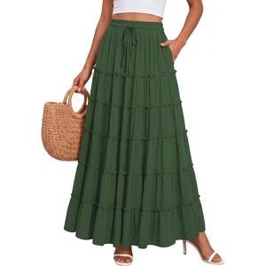 image:imageScarlet Darkness Womens Chiffon Maxi Skirts Renaissance Skirt with PocketsEden Green