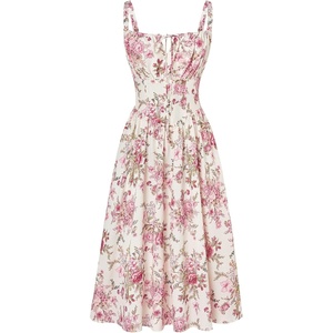 image:imageScarlet Darkness Womens Floral Corset Dress with Pockets for Summer SpringApricot Pink Floral