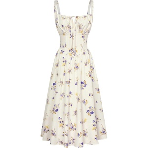 image:imageScarlet Darkness Womens Floral Corset Dress with Pockets for Summer SpringBeige Purple Floral