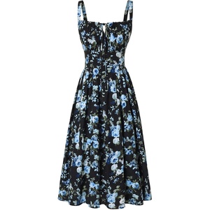 image:imageScarlet Darkness Womens Floral Corset Dress with Pockets for Summer SpringBlack Bluerose Floral