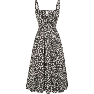 image:imageScarlet Darkness Womens Floral Corset Dress with Pockets for Summer SpringBlack Floral
