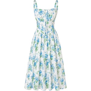 image:imageScarlet Darkness Womens Floral Corset Dress with Pockets for Summer SpringBlue Green Floral