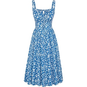 image:imageScarlet Darkness Womens Floral Corset Dress with Pockets for Summer SpringBlue White Floral
