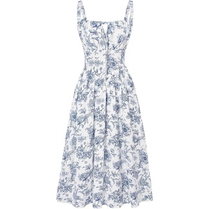 image:imageScarlet Darkness Womens Floral Corset Dress with Pockets for Summer SpringNavy White Floral