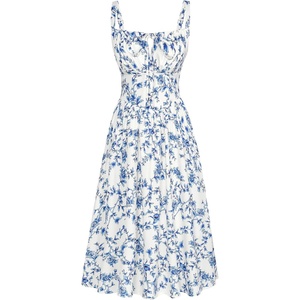 image:imageScarlet Darkness Womens Floral Corset Dress with Pockets for Summer SpringWhite Blue Floral