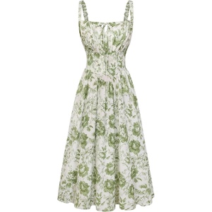 image:imageScarlet Darkness Womens Floral Corset Dress with Pockets for Summer SpringWhite Green Big Floral