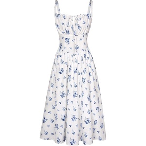 image:imageScarlet Darkness Womens Floral Corset Dress with Pockets for Summer SpringWhite Navy Floral