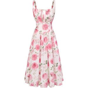 image:imageScarlet Darkness Womens Floral Corset Dress with Pockets for Summer SpringWhite Pink Big Floral
