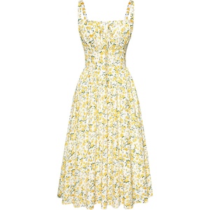 image:imageScarlet Darkness Womens Floral Corset Dress with Pockets for Summer SpringWhite Yellow Floral