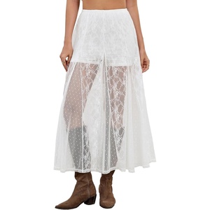 image:imageScarlet Darkness Womens Lace Sheer Long Maxi Skirt A Line Gothic SkirtWhite